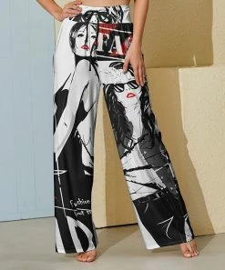 Nanu Black & Red 'Fashion' Portraits Palazzo Pants - Women