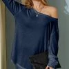 Nanu Navy Hacci Boatneck Dolman Pullover - Plus