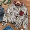 Nanu Cream & Burgundy Floral Hoodie - Women