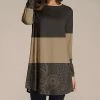 Nanu Brown Paisley Color Block Long-Sleeve Tunic - Women