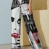 Nanu Black & Red Lipstick Face Palazzo Pants - Plus