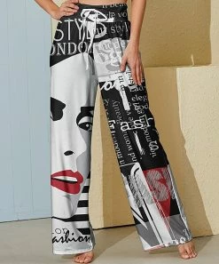 Nanu Black & Red Lipstick Face Palazzo Pants - Plus