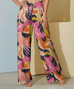 Nanu Fuchsia & Orange Abstract Palazzo Pants - Plus