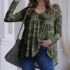 Nanu Green & Black Camo V-Neck Long-Sleeve Tunic - Women