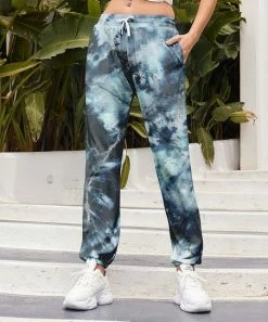 Nanu Blue & Gray Tie-Dye Pocket Joggers - Women