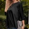 Nanu Black Three-Quarter Sleeve Tunic - Women