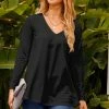 Nanu Black V-Neck Long-Sleeve Curved-Hem Tunic - Women