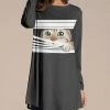 Nanu Dark Gray Cat In Blinds Long-Sleeve Tunic - Plus