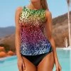 Nanu Green & Black Leopard Back Cut-Out Tankini Top & Bottoms - Plus