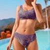 Nanu Purple Leopard Scoop Neck Bikini Top & Bottoms - Plus