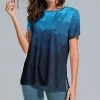 Nanu Blue & Navy Abstract Ombré Slit-Sleeve Split-Hem Tunic - Women