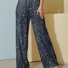 Nanu Dark Gray-Blue Paisley Palazzo Pants - Plus