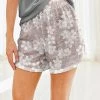 Nanu Light Tan & White Floral Hacci Drawstring Shorts - Plus