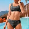 Nanu Black & Gray Leopard Scoop Neck Bikini Top & Bottoms - Women & Plus