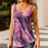Nanu Purple & Pink Floral Tie-Strap Scoop Neck Tank - Plus