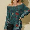 Nanu Teal & Red Floral Hacci Boatneck Dolman Pullover - Women