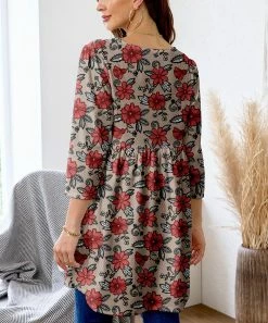 Nanu Red & Black Floral Velvet Tunic - Plus -Nanu Saleshop zu108841065 alt 4 tm1663883290