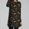 Nanu Black & Mustard Bird Long-Sleeve Tunic - Women & Plus