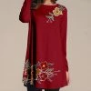 Nanu Red & Yellow Floral-Accent Long-Sleeve Tunic - Women & Plus