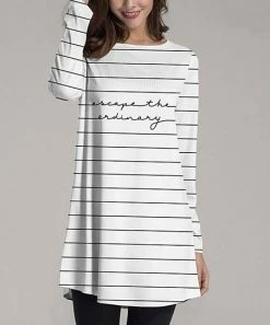 Nanu White & Black Stripe 'Escape The Ordinary' Long-Sleeve Tunic - Women & Plus