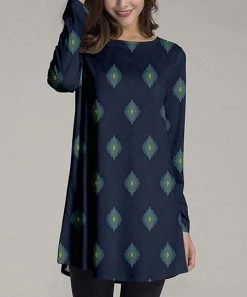 Nanu Navy & Yellow Geometric Long-Sleeve Tunic - Women & Plus