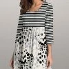 Nanu Black & Cream Contrast Dot Three-Quarter Sleeve Empire-Waist Tunic - Plus