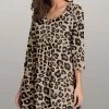 Nanu Tan & Gray Leopard Three-Quarter Sleeve Empire-Waist Tunic - Women & Plus