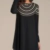 Nanu Black & Gold Chain & Pearl Long-Sleeve Tunic - Women & Plus