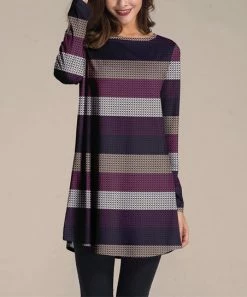 Nanu Purple Stripe Long-Sleeve Tunic - Women & Plus
