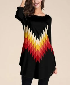 Nanu Black & Red Geometric Three-Quarter Sleeve Tunic - Women & Plus