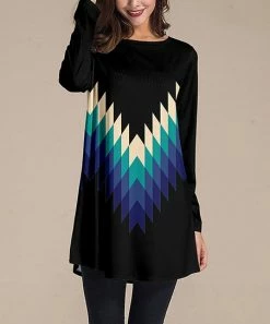 Nanu Black & Blue Zigzag Long-Sleeve Tunic - Women & Plus