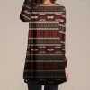 Nanu Red & Brown Geometric Long-Sleeve Tunic - Women & Plus