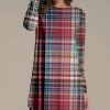 Nanu Red & Blue Plaid Long-Sleeve Tunic - Women & Plus