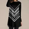 Nanu Black & White Chevron Long-Sleeve Tunic - Women & Plus