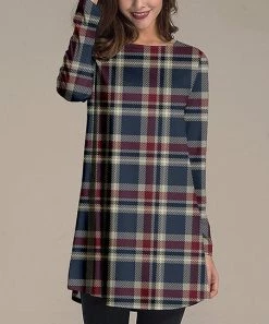 Nanu Burgundy & Navy Plaid Long-Sleeve Tunic - Plus