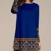 Nanu Blue & Brown Arabesque Contrast Long-Sleeve Tunic - Women