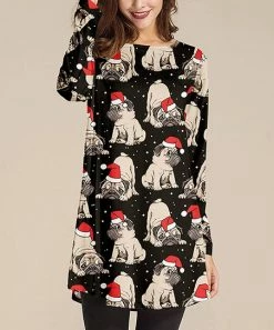 Nanu Black & Red Dog Snowflake Long-Sleeve Tunic - Plus