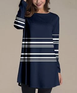 Nanu Navy & White Stripe Long-Sleeve Tunic - Women & Plus