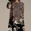Nanu Black & Pink Floral Long-Sleeve Tunic - Women