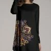 Nanu Black Medallion Long-Sleeve Tunic - Plus