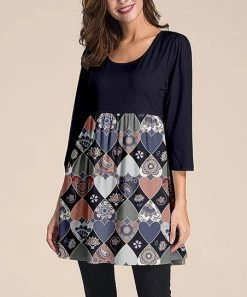 Nanu Dark Purple Hearts Three-Quarter Sleeve Empire-Waist Tunic - Women