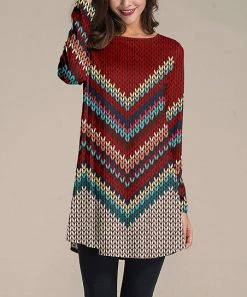 Nanu Red & Blue Geometric Long-Sleeve Tunic - Women & Plus