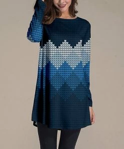 Nanu Navy & Blue Abstract Geometric Long-Sleeve Swing Tunic - Women & Plus