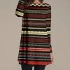 Nanu Black & Red Geometric Stripe Long-Sleeve Swing Tunic - Women & Plus