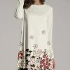 Nanu Cream Floral Long Sleeve Tunic - Plus