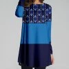 Nanu Navy & Blue Geometric Color Block Long-Sleeve Tunic - Women & Plus