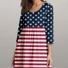 Nanu Blue & White Stars & Stripes Three-Quarter Sleeve Empire-Waist Tunic - Women