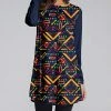 Nanu Dark Blue & Mustard Geometric Long Sleeve Tunic - Women & Plus