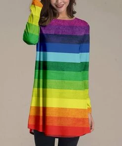 Nanu Rainbow Stripe Long-Sleeve Tunic - Plus