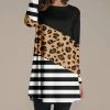 Nanu Black & White Stripe Leopard Long-Sleeve Tunic - Women & Plus